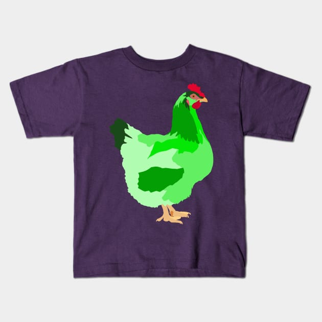 Green Backyard Chicken Kids T-Shirt by KA Textiles and Designs